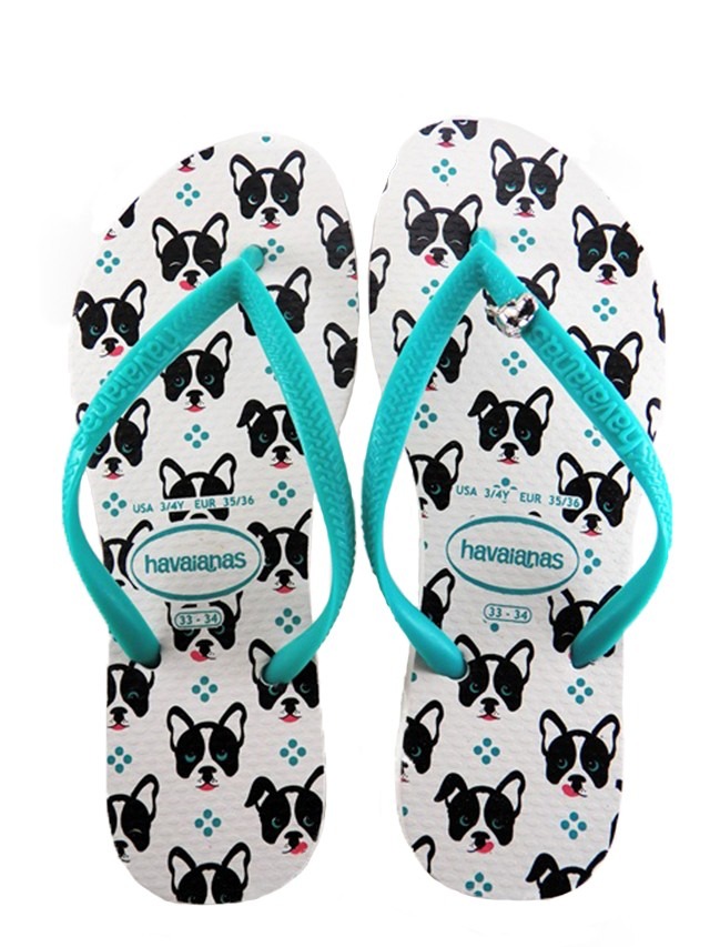 Havaianas Slim Pet, estampa da cachorro da raça Buldogue Francês. Foto: Divulgação