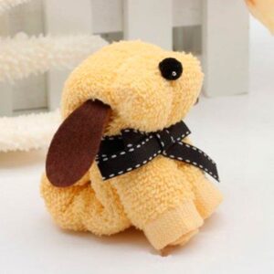 Arranjo de toalhas com formato de cachorro