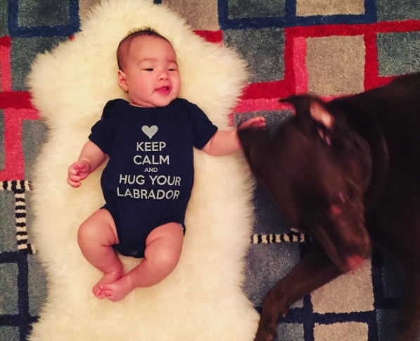 Lucy Liu mostra que já está ensinando seu filho a amar os animais