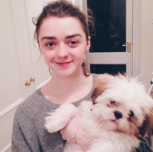 Maise Williams com seu cão Sonny. (Foto: Reprodução / Instagram / Bristol Dogs and Cats Home)