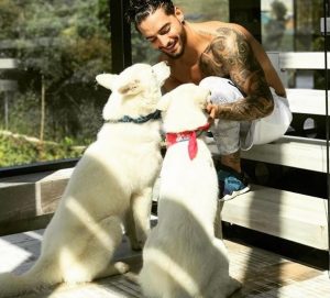 Entre as fotos publicadas também estão a de momentos de carinho entre o cantor e os cães. (Foto: Reprodução / Instagram bonnie_clyde_mlm)
