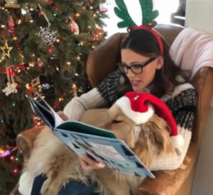 No quarto episódio de #BooksWithBirdie, Jennifer Garner escolheu livros natalinos para ler para o seu cachorro. (Foto: Reprodução / Instagram jennifer.garner)