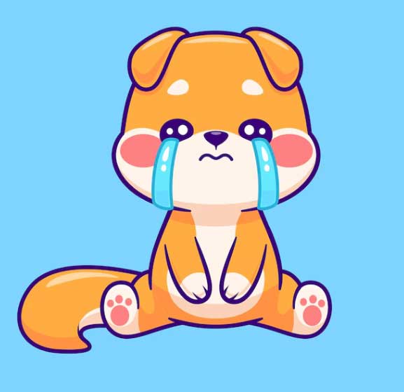 Cachorro chora com lágrima