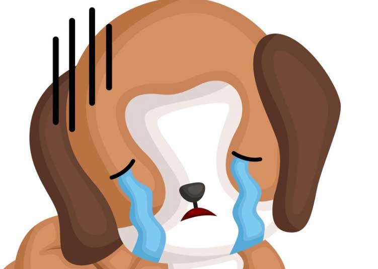 ilustração de cachorro chorando