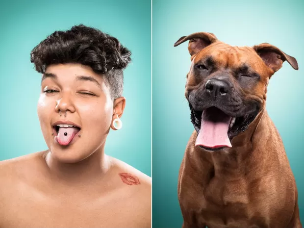 Imagem de uma mulher e sua versão canina, para o livro !the dog people"