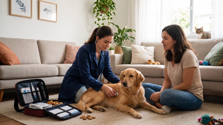 cachorro com medico em casa